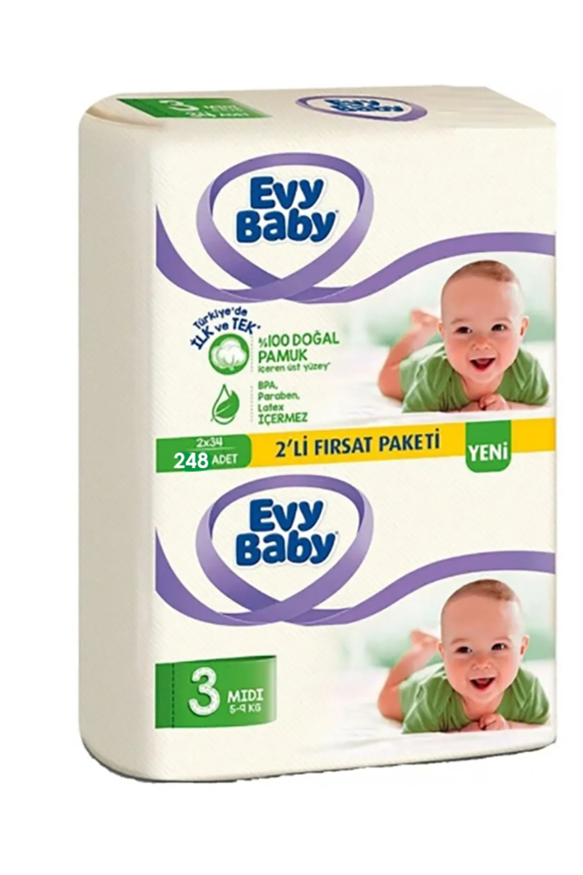 Evy Baby Bebek Bezi 3 Midi 248 Adet